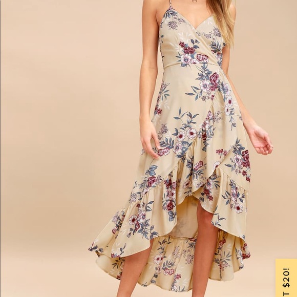 Lulus Dresses & Skirts - Lulus Gild the Lily beige floral print dress